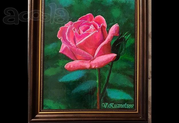 Картина "Роза", холст 20х25, акрил